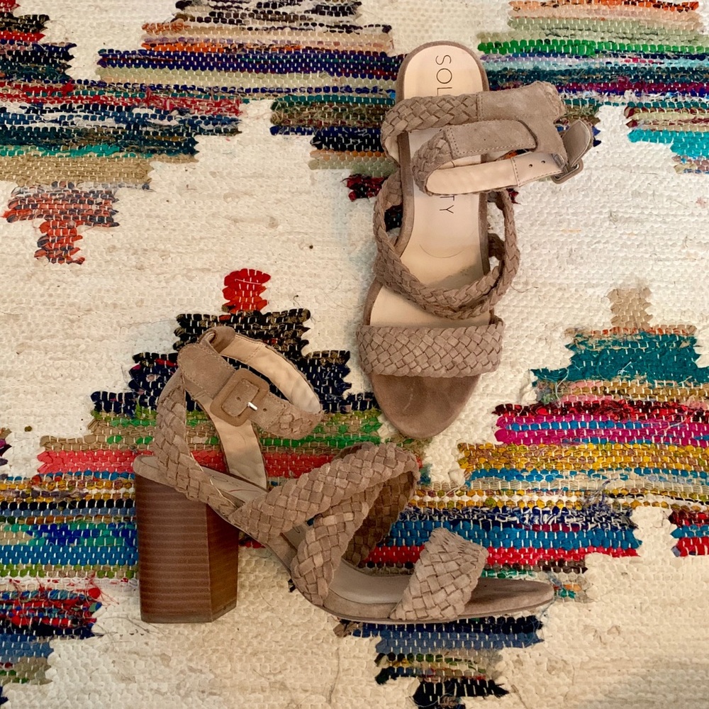 Cream heeled sandals